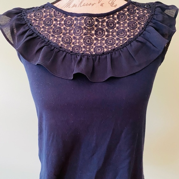 Women’s Ann Taylor LOFT Dark Blue Blouse Size XXSP - Picture 2 of 7
